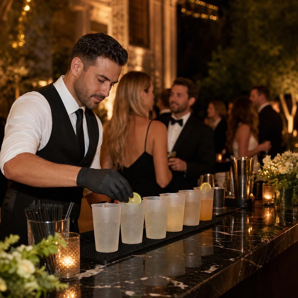 Professional bartender at an event
